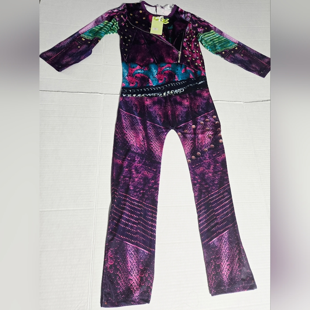 Descendants Mal Costume Little Girls 3D Printed Jumpsuit Party Dress Up 120 - Picture 2 of 10